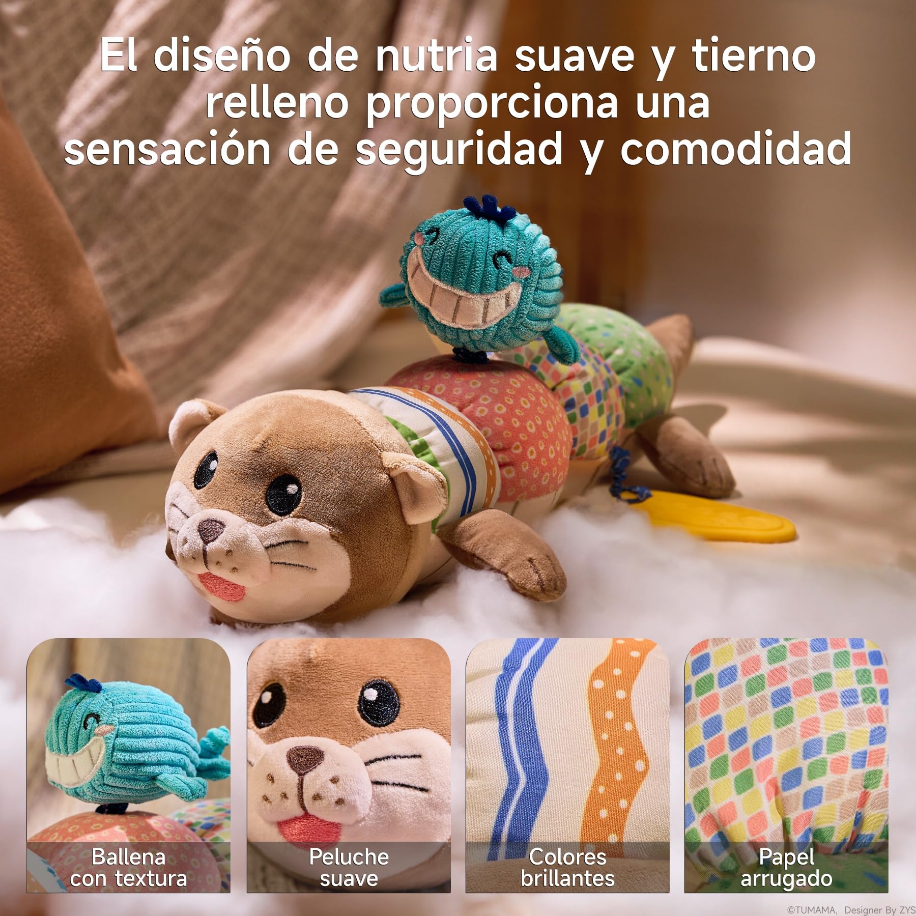 TUMAMA Juguete Sensorial Suave Nutria para Bebé 0 3 6 9 12 Meses, Juego del Bebé De Peluche, Regalo del Juguete De La Felpa De La Nutria para Los Muchachos del Niño Las Muchachas