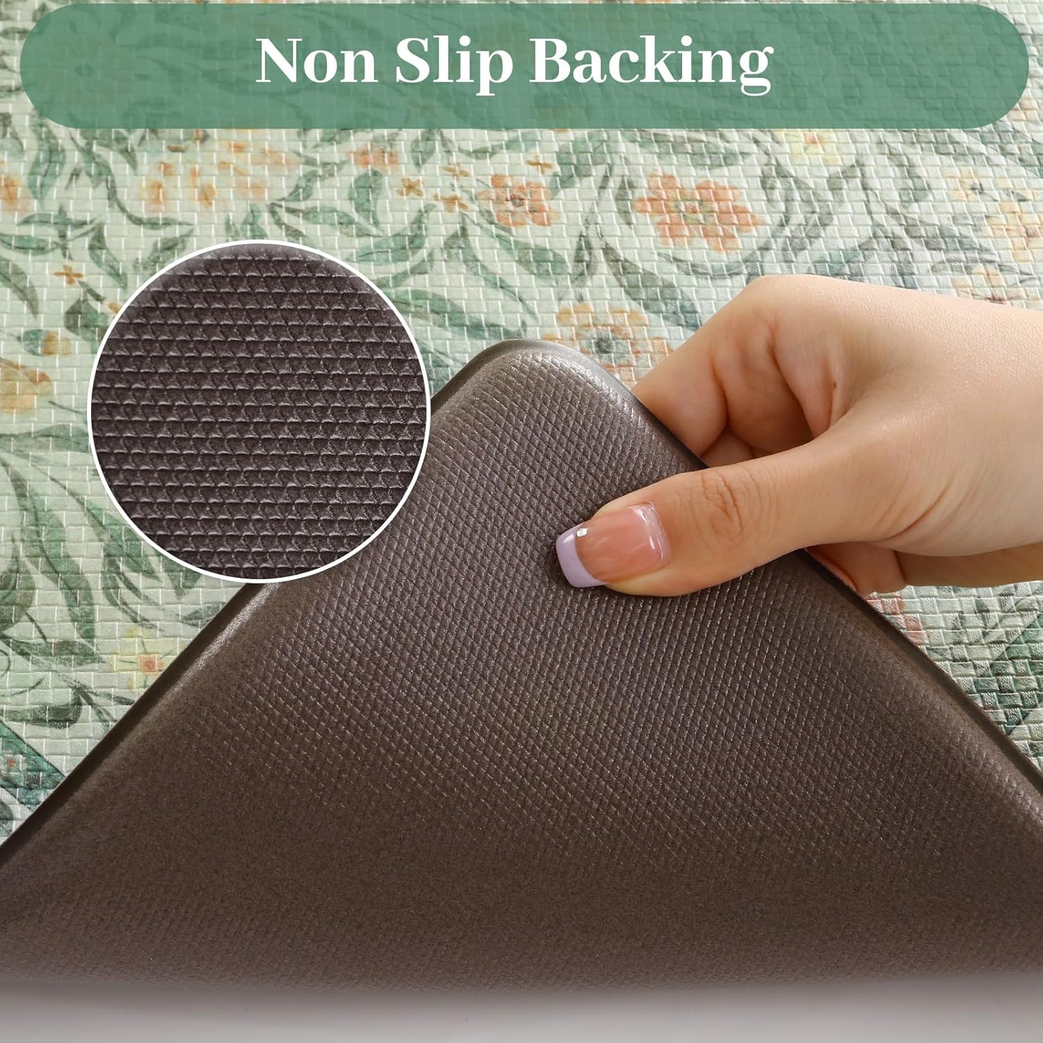 KIMODE Anti Fatigue Mats for Kitchen Floor, 17.3"x29"+17.3"x47" Farmhouse Kitchen Rugs Sets of 2, Cushioned Kitchen Mats for Floor Non Slip, Padded Standing Desk Mat for Sink Laundry Desk Green - Image 4