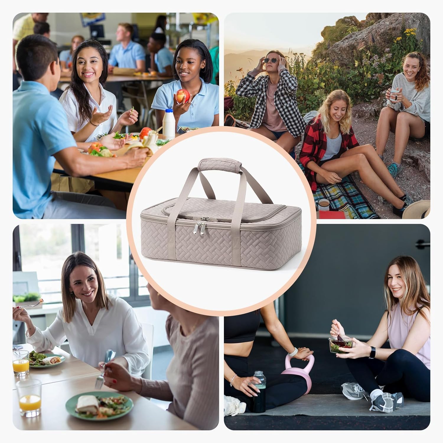 Insulated Casserole Carrier - Portable Casserole Carrier for Hot or Cold Food, Lasagna Holder for Parties,Picnic,Cookouts,Traveling - Fits 9" x 13" Baking Dish (Grey)