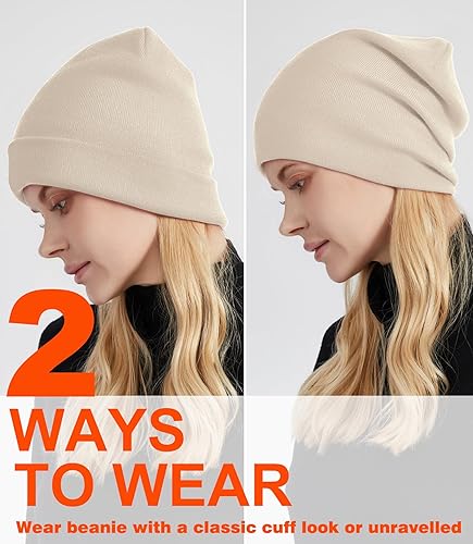 Miniatura 3 de Gorro de lana con forro de satén para mujer, gorro de invierno cálido para mujeres y hombres, suave forro de seda, gorro de calavera