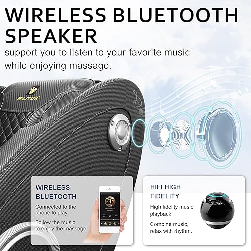 Miniatura 3 de Silla de masaje con conexión de dientes azules y altavoz, reclinable con gravedad cero con presión de aire de cuerpo completo, fácil de usar en casa