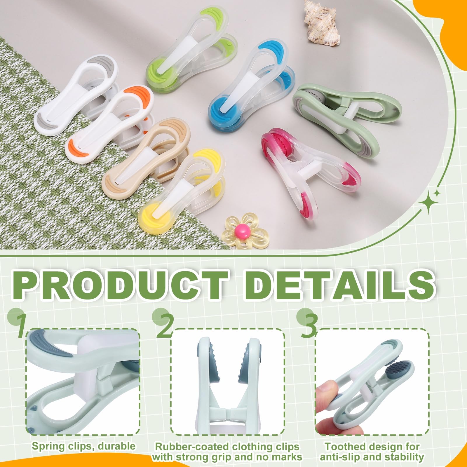 uxcell Lot de 20 pinces à linge en plastique multi-usages pour emballage alimentaire, pinces à linge à ressort, coupe-vent et antidérapantes, adaptées pour le séchage des serviettes et la coupe de