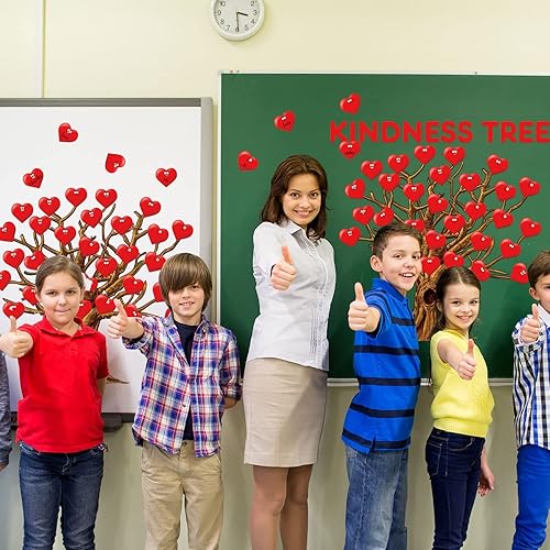 Miniatura 4 de Gersoniel Juego de 90 tablones de anuncios de árbol de aula, decoración de árbol de verano, recortes de hojas de corazón para decoración del hogar