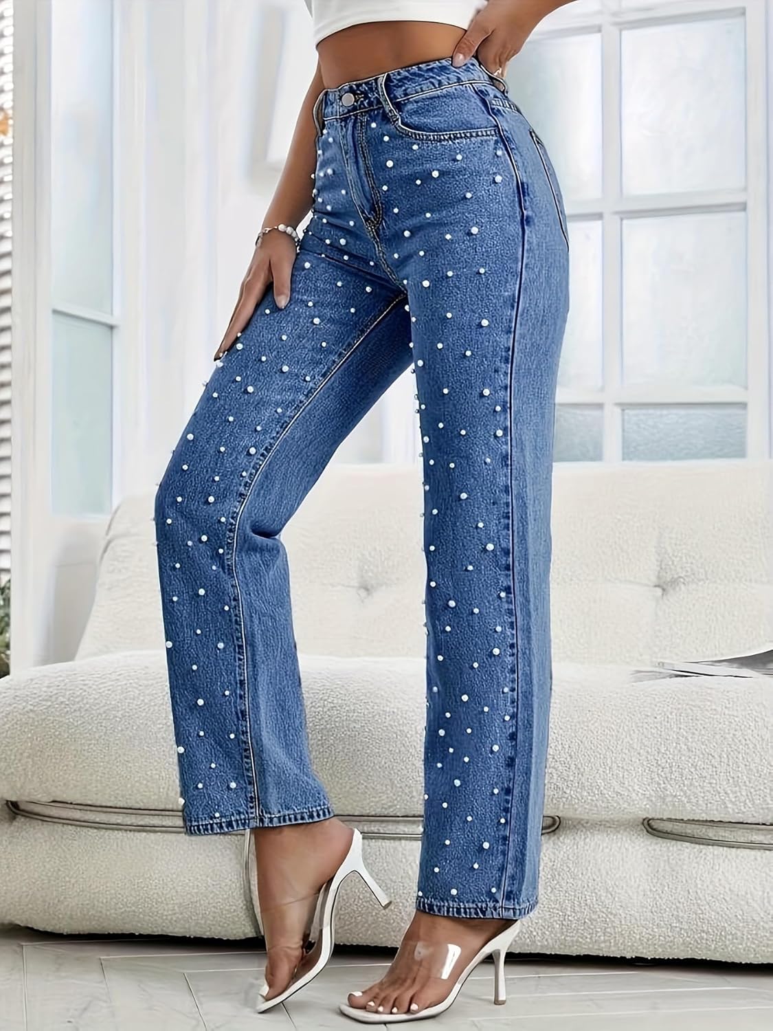 Pearl Jeans for Women Straight Leg High Waist Stretch Flare Bootcut Denim Pants - Image 6