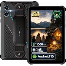 RT3 Plus Rugged Android 15 Tablet, 8 Inch HD Display Waterproof Tablets, 1100mAh Battery, 16GB+128GB 1TB Extra Industrial Tablet PC,16MP+8MP, 100dB Speaker, Face ID/MediaTek G81/GPS/NFC,Blue