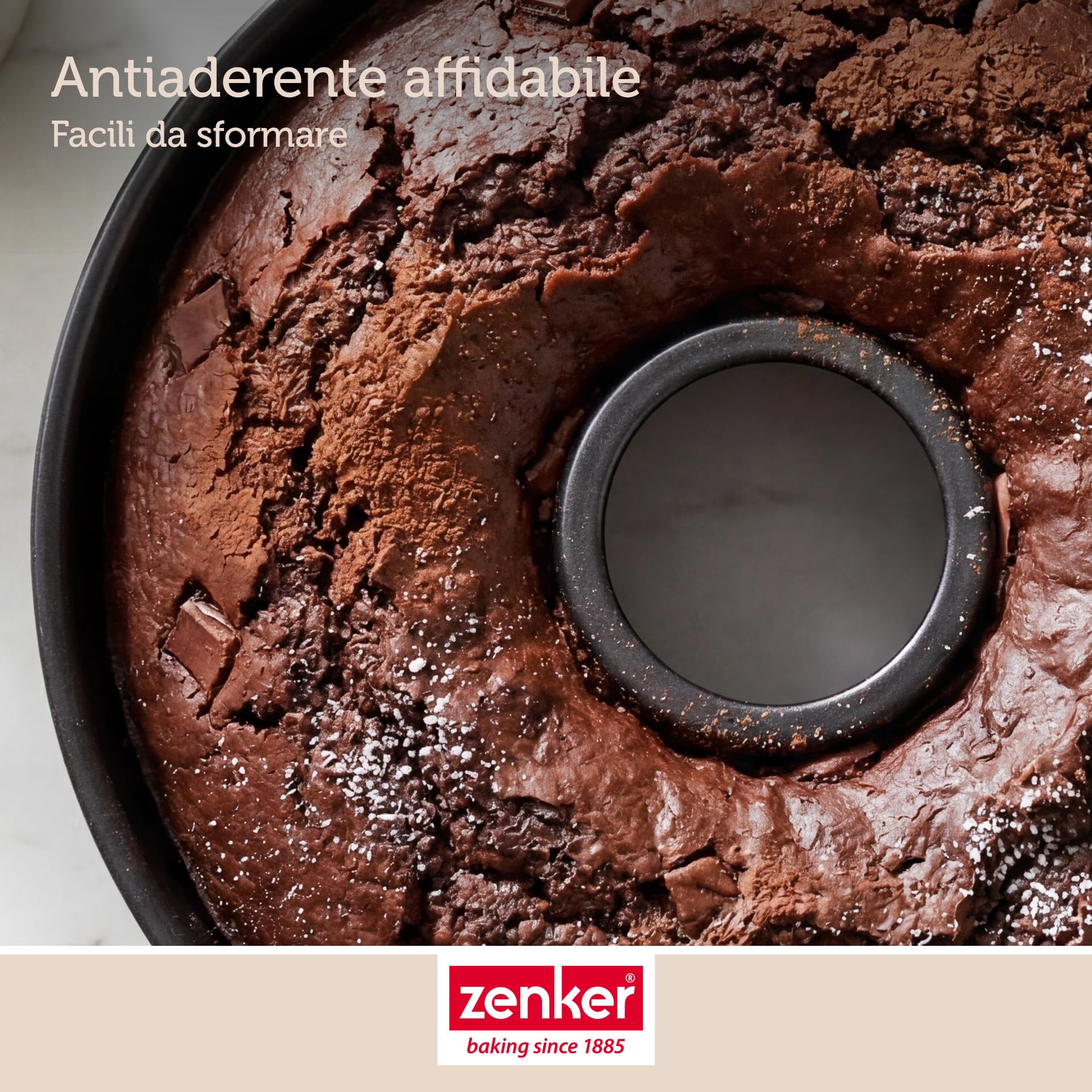 Zenker Stampo per Ciambella Liscia con Foro Centrale Ø28 x 7cm, in Acciaio Carbon Steel con rivestimento Antiaderente, per Casatiello, Tortano e dolci tradizionali Italiani