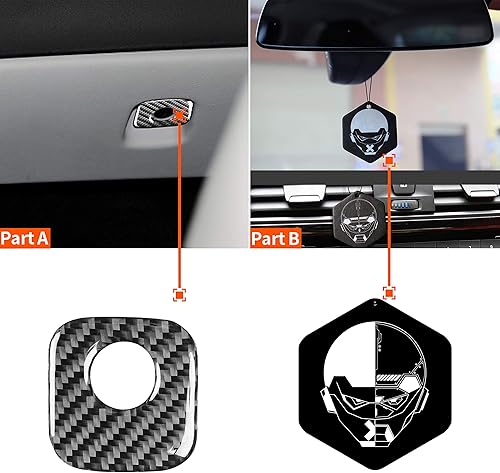 Miniatura 5 de Co-piloto de coche Guantera Cubierta de panel de cerradura para Chevrolet Corvette C6 2005-2013 Guante de fibra de carbono real Manija de puerta