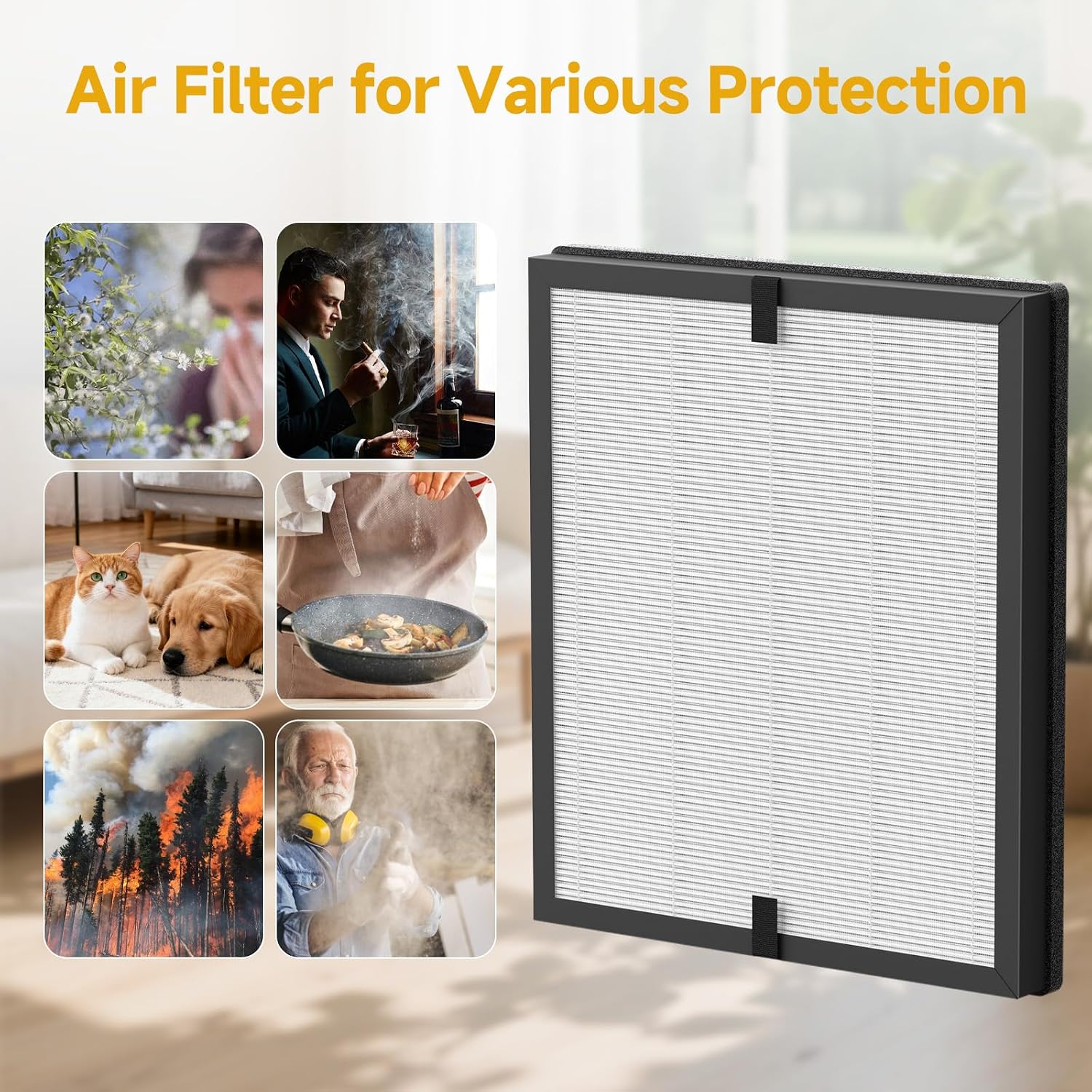 ZQA-8000A ZQA-8000B Replacement Filter Compatible with Cobectal ＆ VNIUP ZQA-8000A, Oterbear ZQA-8000B Air Purifier, 3-in-1 H14 HEPA Filter, 2 Pack