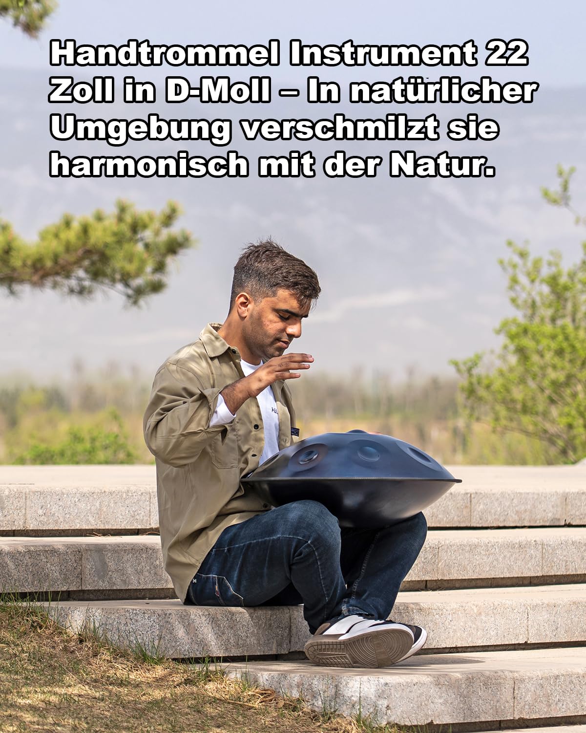 Handpan Drum Instrument 22 Zoll (55 cm) 10 Töne, 440 Hz D Minor handtrommel Music, Generates Meditation Sounds with Hand Pan, Ideal Handpan Instrument for Beginners