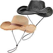 EINSKEY Unisex Adjustbale Straw Cowboy Hat | Leather Cowboy Hat