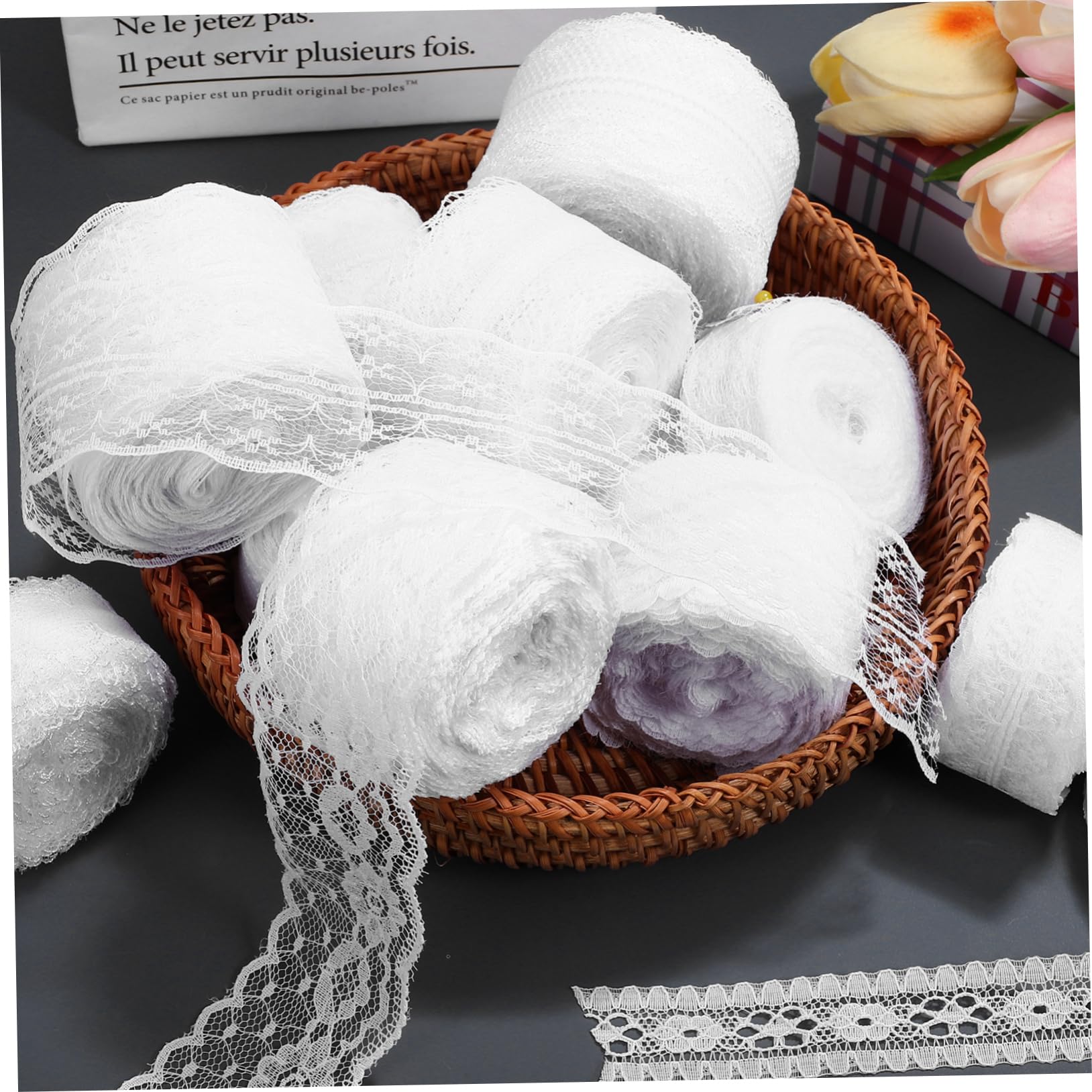 12rollos Cintas De Encaje Diseño Clásico Para Manualidades Flores Regalos y Decoración