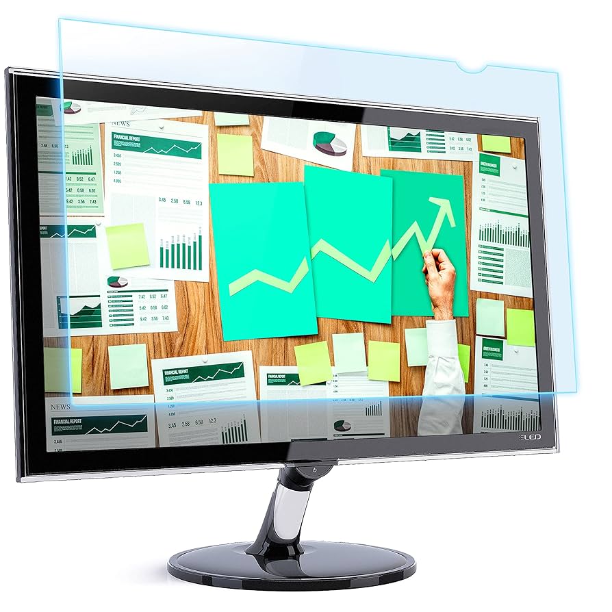 Blue Light Blocking Screen Protector 22 Inch Anti-Glare Panel For 16:10 Widescreen Computer Monitor And Laptop - PC Anti-UV Eye Protection Filter Film - Anti-Scratch Diagonal Frame Shield [1 Pack Privacy Screen