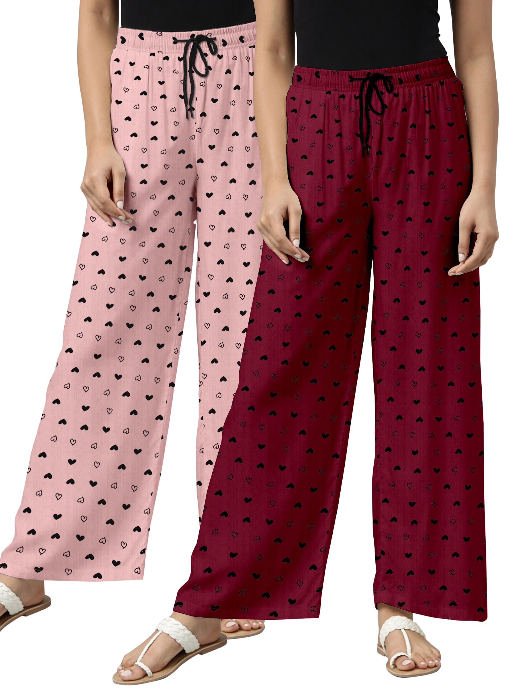 Relax Fit Payjama with Floral Prints, Breathable Cotton Fabric with Drawstring Waistband Closure, for Women |Pack of 2-picture-22