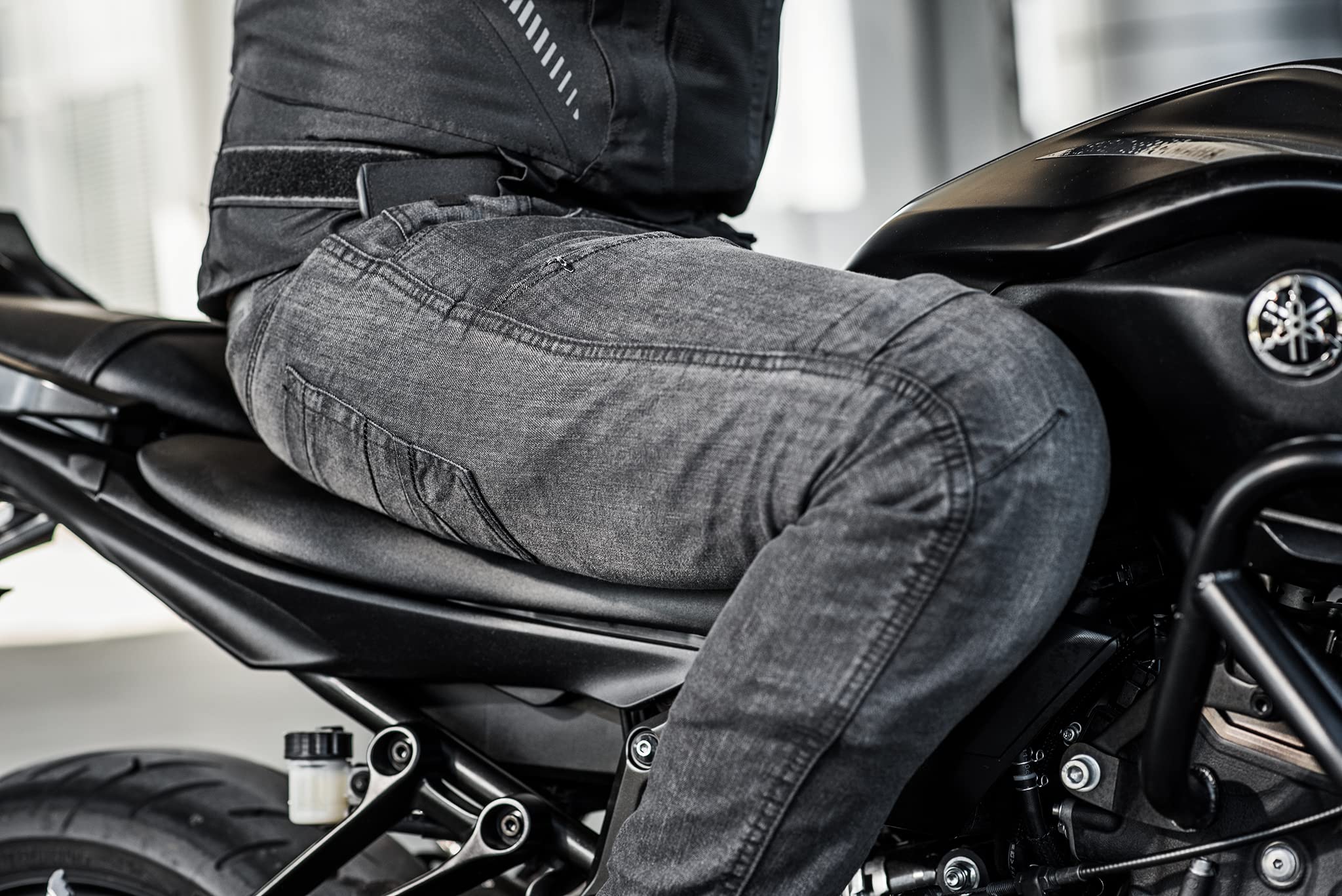 SHIMA GRAVEL Jeans Moto Homme - Ventilés Biker Pantalon Hommes Coupe Slim avec Renforts en Kevlar, Protection CE Genoux et Hanches ,Bleu, 38