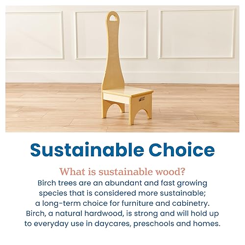 Miniatura 7 de ECR4Kids Taburete con mango largo, un paso, natural