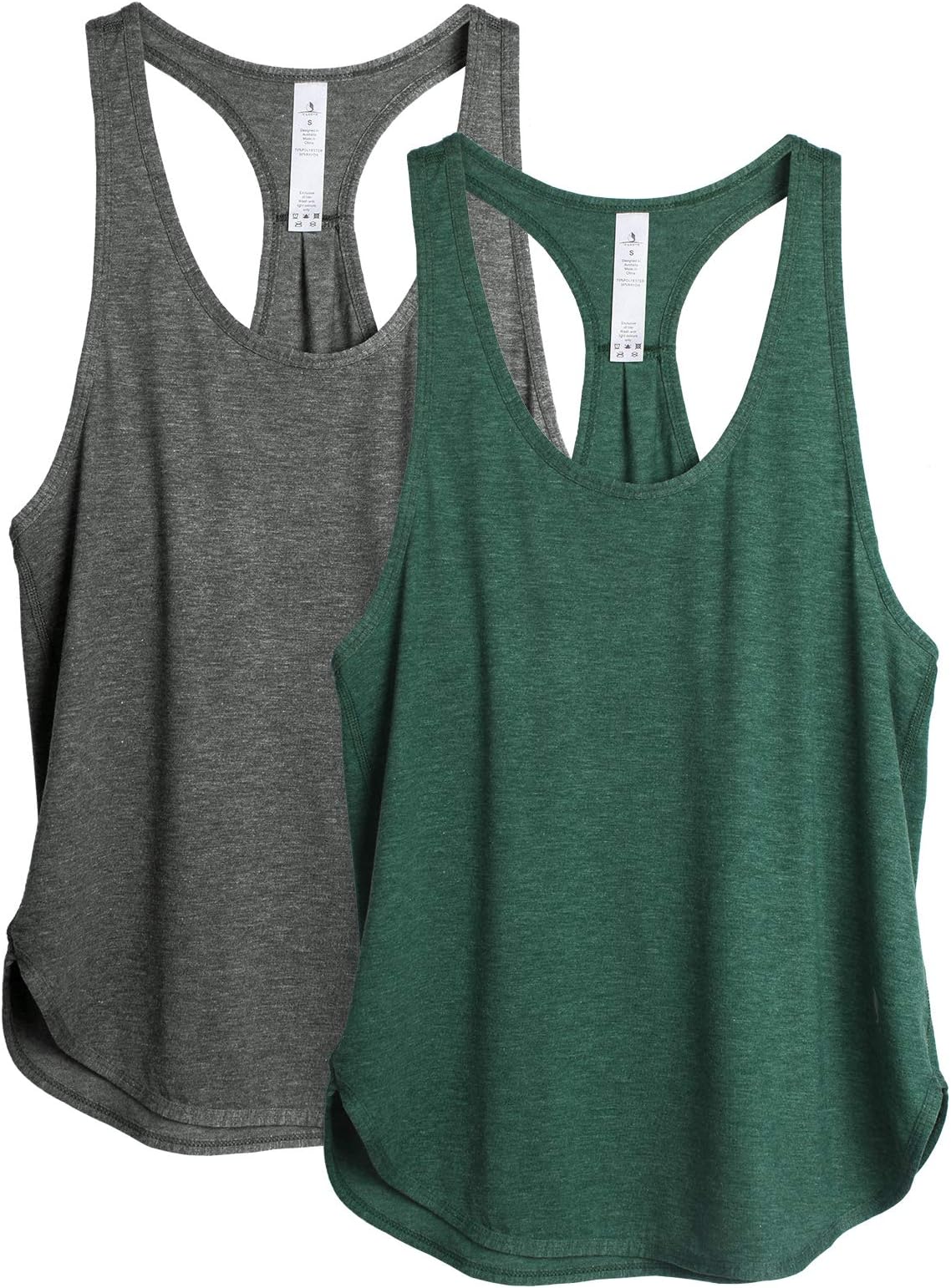 Workout Tank Tops for Women - Athletic Yoga Tops, Racerback Running Vest Top, 2-Pack