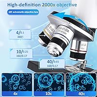 Vista 3 de Herwicm Microscopio 40X-2500X Ampliación, Oculares HD de Ángulo Amplio, Pantalla de 4 Pulgadas de Alto Pixel con Luz de Relleno LED 3, Observable