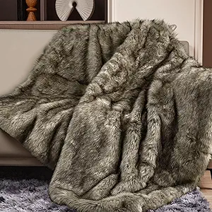 Touchat Luxury 1000GSM Faux Fur Throw Blanket, Super Thick Warm Cozy Grey Blankets for Couch Bed Sofa, Plush Fuzzy Elegant Soft Reversible Mink Blanket for Living Room Bedroom, 80x80,Grey