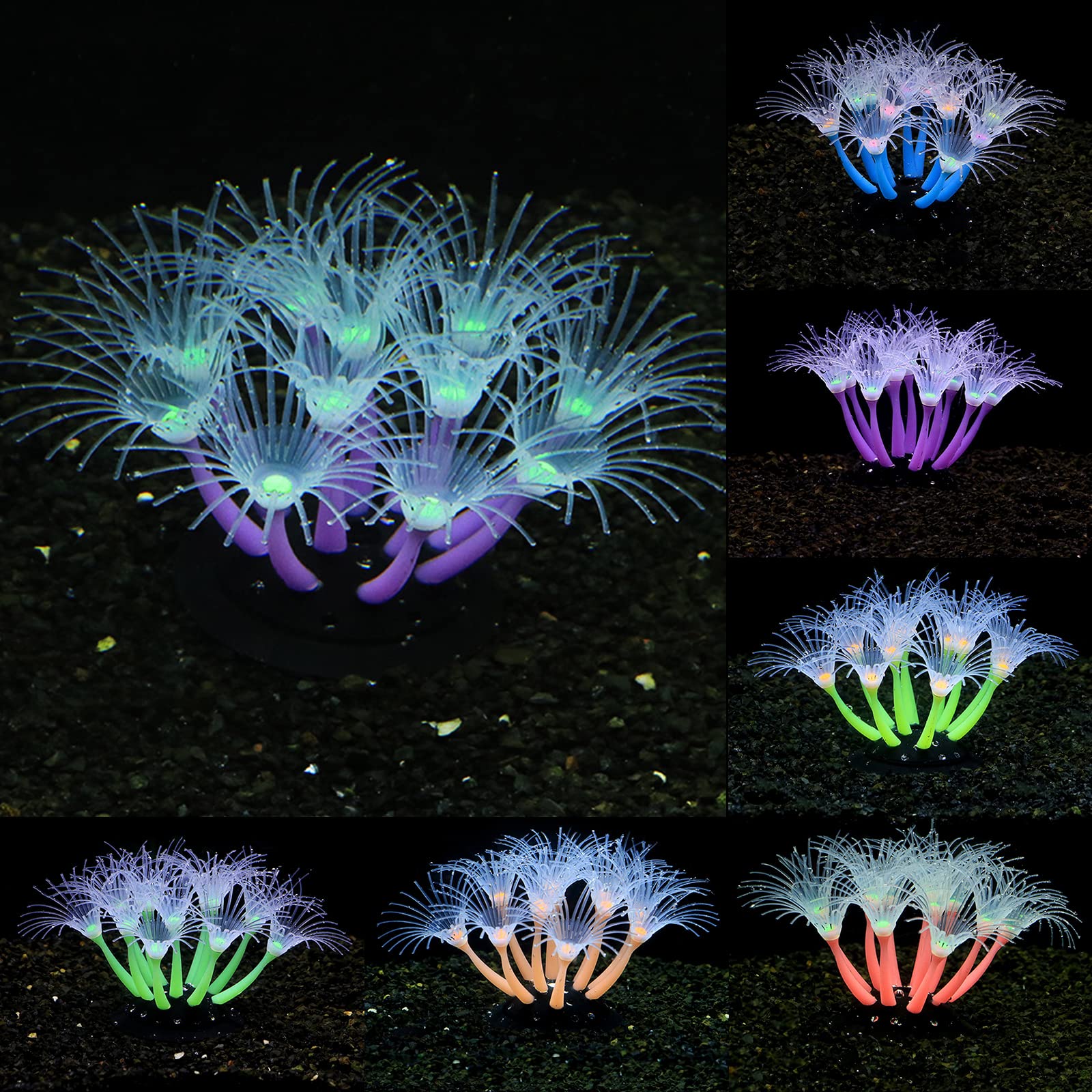 Corail artificiel lumineux en silicone pour aquarium, terrarium phosphorescent, faux corail ornement plante