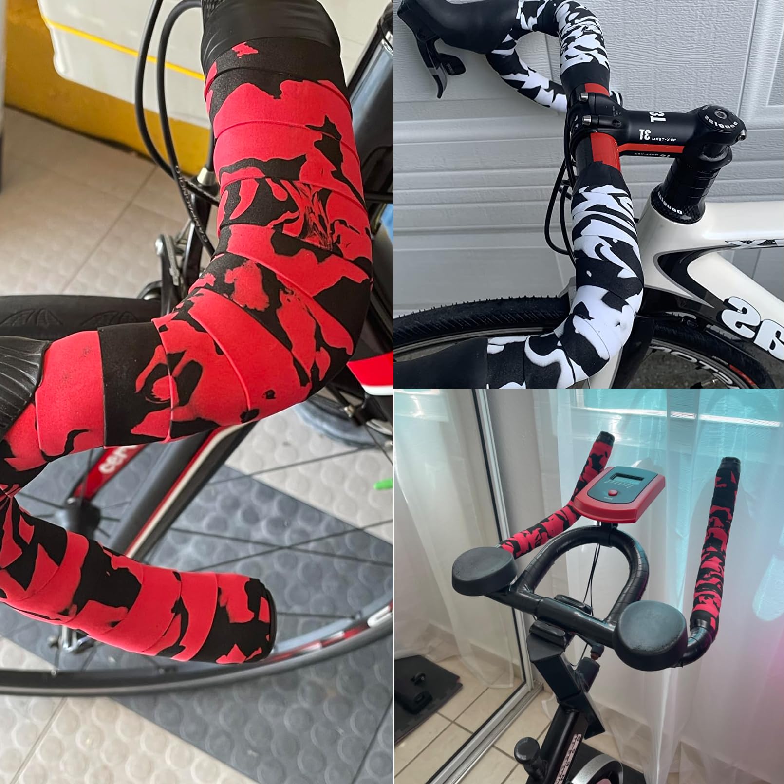 Bumlon Rennrad-Lenkerband, 2 Stück, Camouflage, EVA, für Mountainbike, Schwarz und Rot Sport & Freizeit