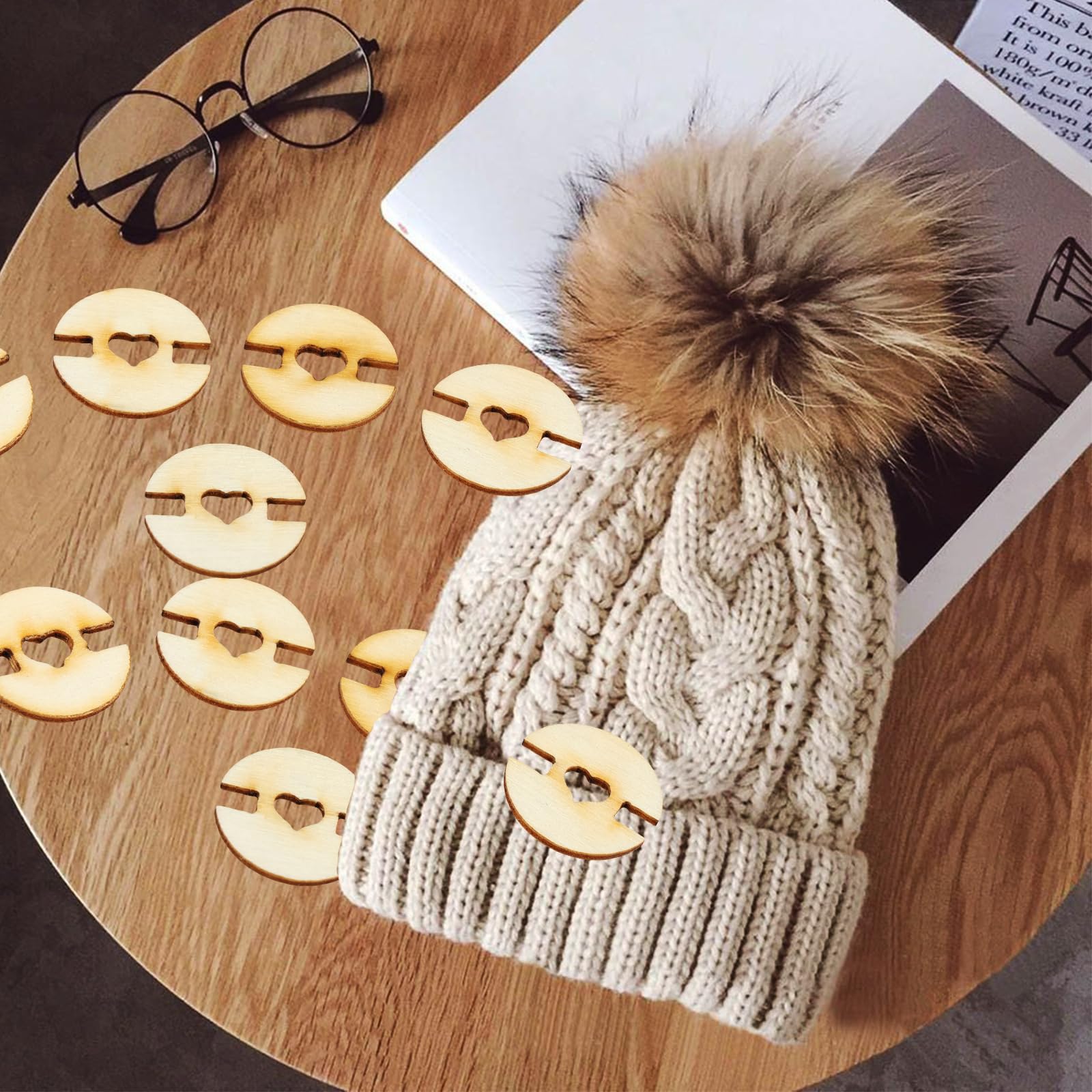 Amazon.com: 100Pcs Wood Pom Poms Buttons, Removable Hat Pom  display picture 1