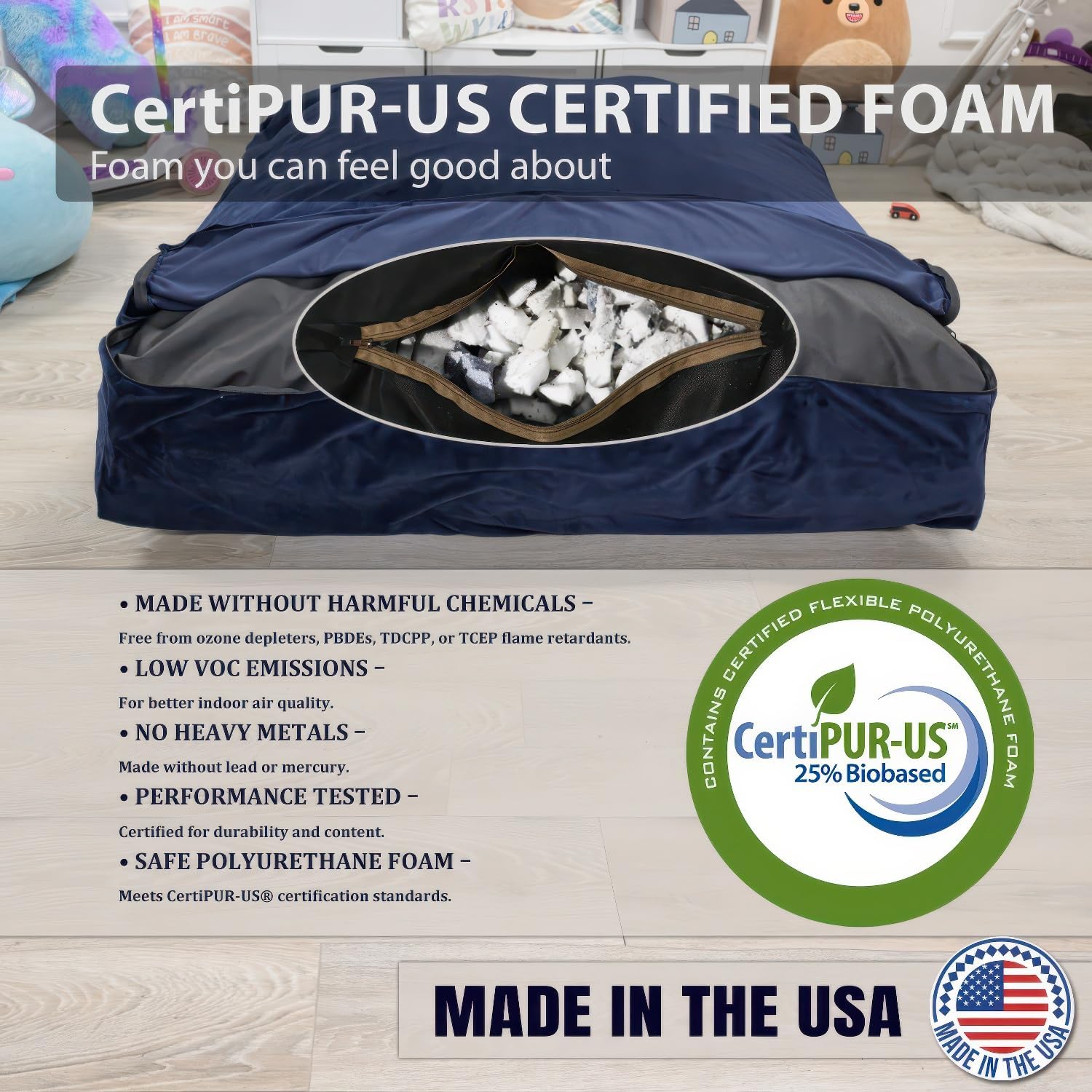 Foamma Crash Pad – (36’’ X 36’’) (3 Ft X 3 Ft) – Sensory Crash Pad with Foam Blocks for Autistic Kids, Soft Fabric & Washable Cover – Ideal for Kids and Adults to Jump, Play, or Relax