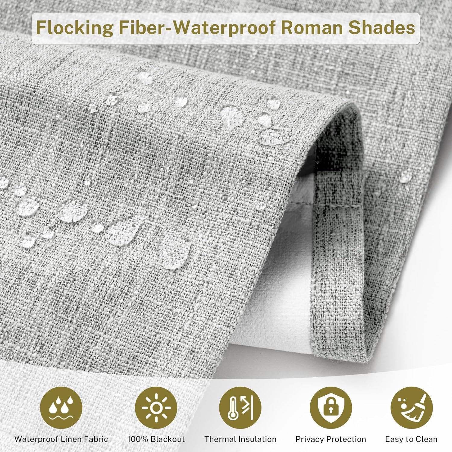 Custom Top Down Bottom Up Roman Shades Blackout Cordless Roman Shades for Windows Waterproof Linen Shades for Indoor Windows,Thermal Insulated Roman Window Blinds for Home Office,Fog