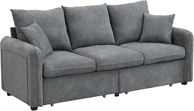 Multifunctional Corner Sofa U-Shape Three Seater Upholstered Sofa with Storage Function - Includes Drawers + Stools with Storage Compartment, Modular Dismountable Sofa Set with Sleep Function