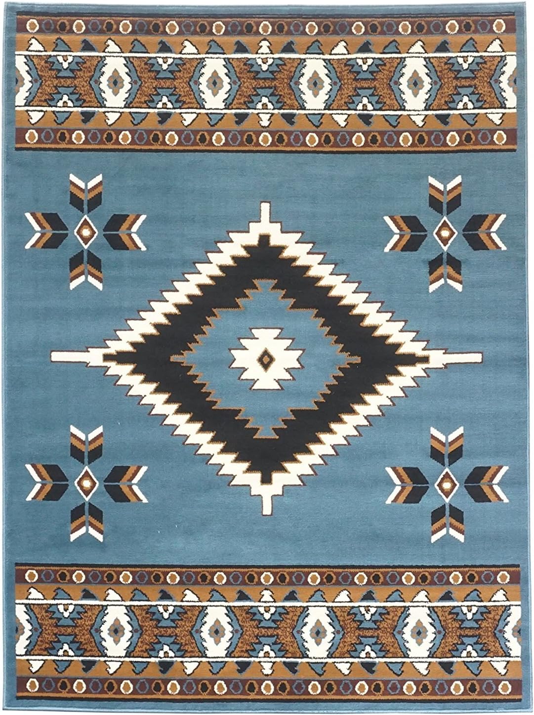 Rugs 4 Less Rustic Western Southwest Native American Indian Area Rug SW2 Light Blue (8'x10')