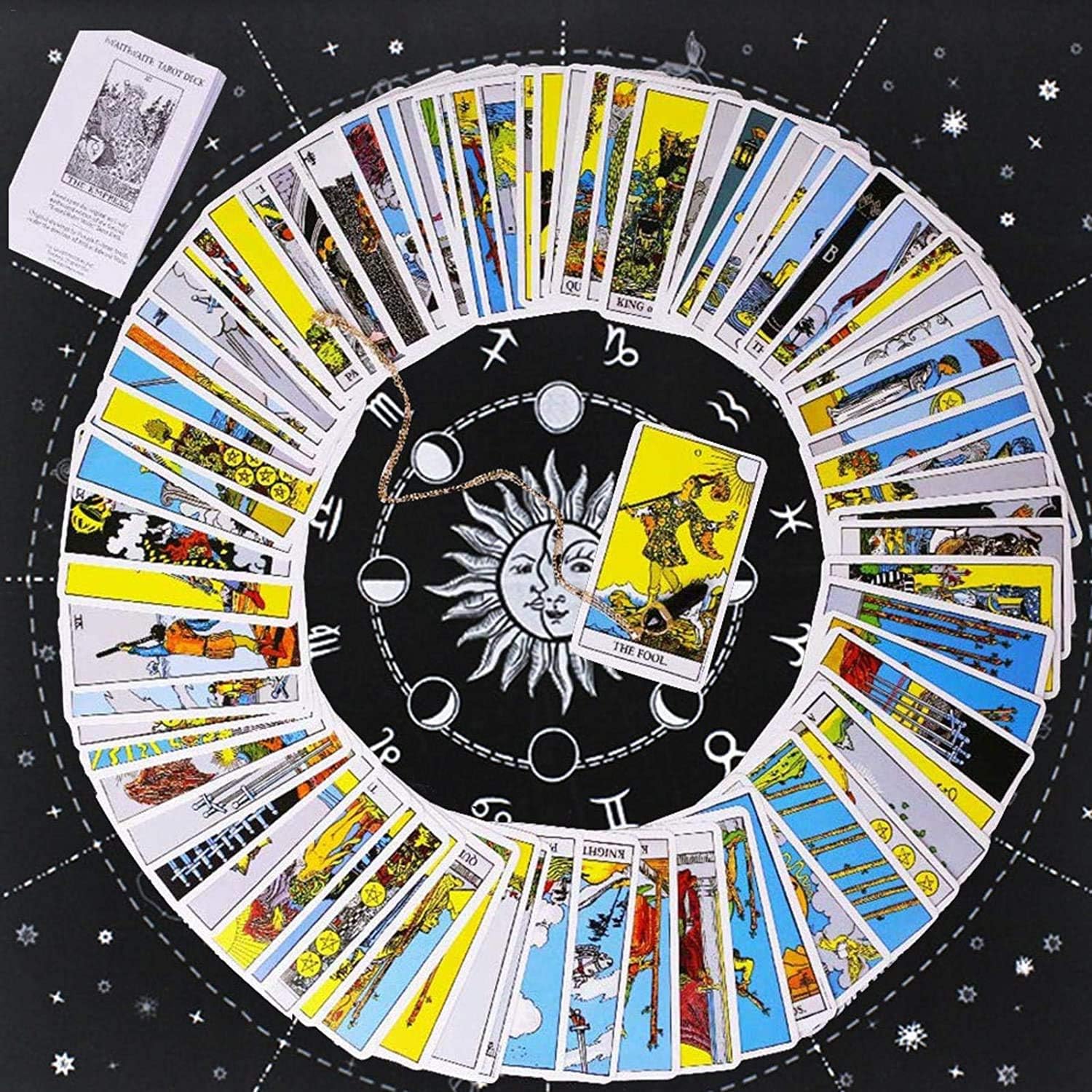 Chеареѕt 🛒 Altar Cloth, Tarot Cloth Tarot Card Cloth - Witchcraft Tapestry Astrology Tarot Divination Cards Tablecloth Flannel Gold Silver Spiritual