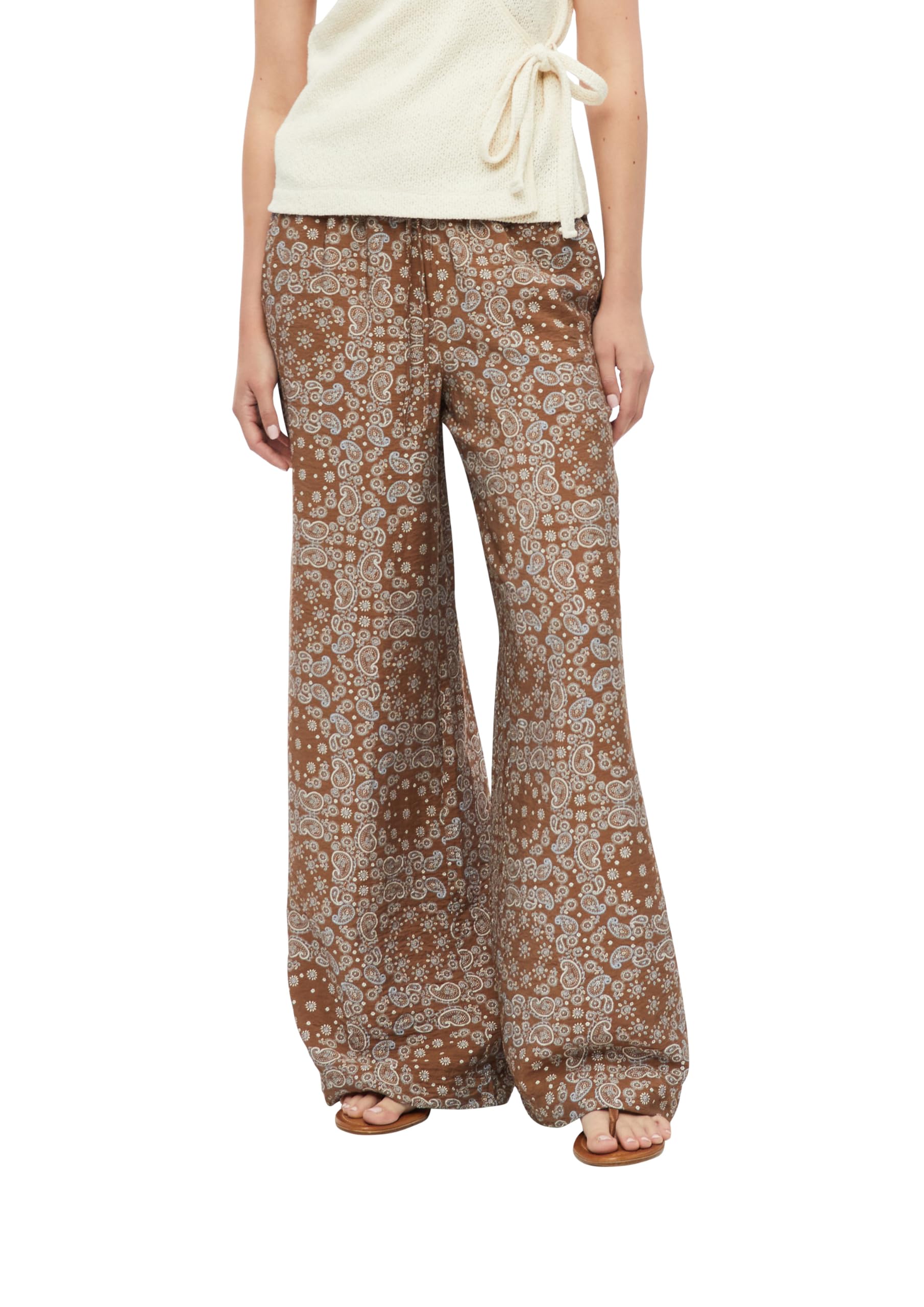 s.Oliver Damen Hose Strukturierte Wide-Leg-Hose aus Viskosemix