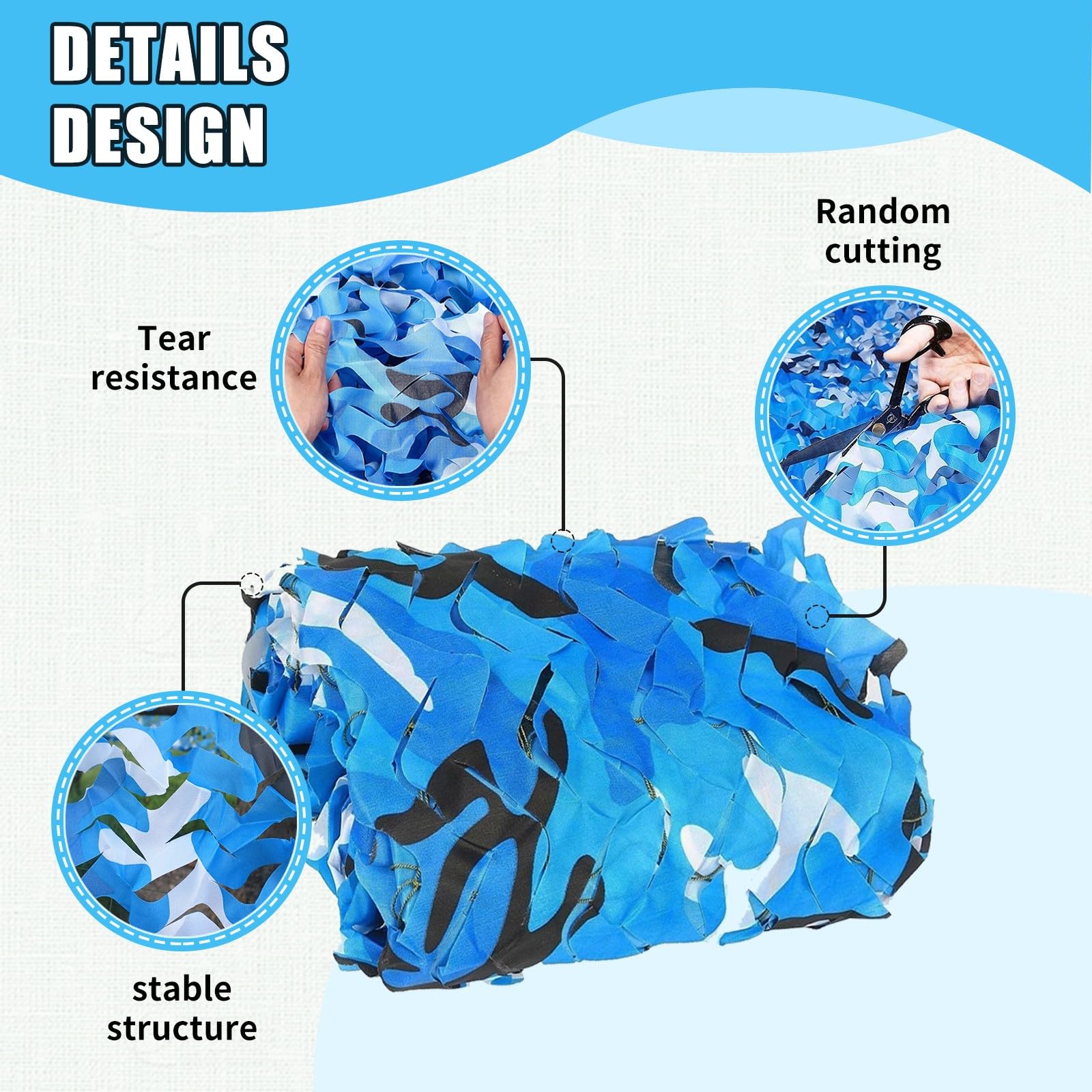 Generico Rete Mimetica Militare Blu 4x5m(13x16.4ft) 210D Oxford Camouflage Tela Netto,Rete Ombreggiante per Esterni,per Caccia,Campeggio,Giardino,Protezione Solare