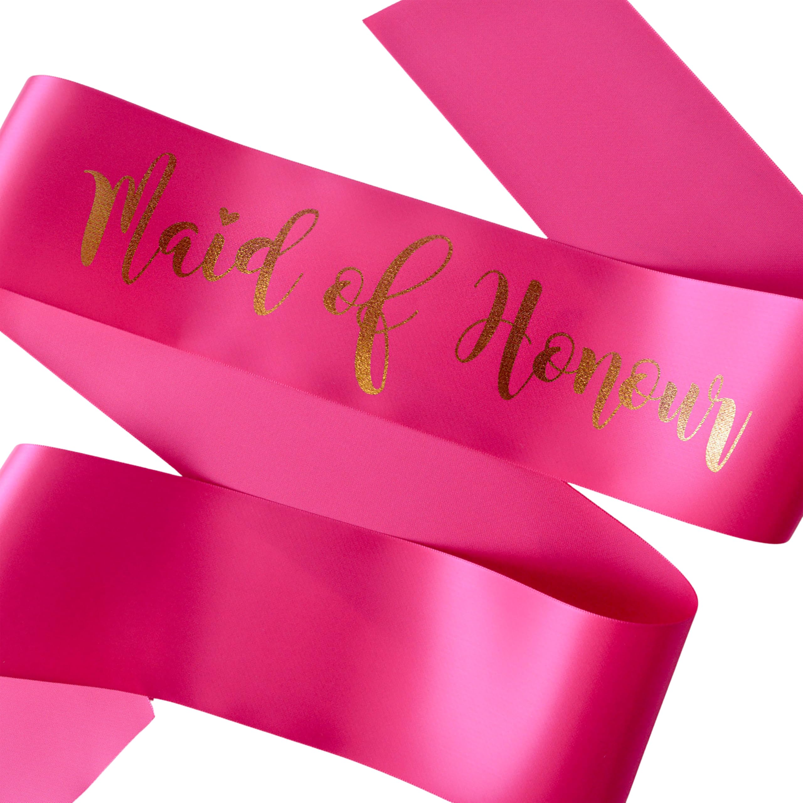 Pink Maid of Honour Sash, Team Bride Fuchsia Pink Sash with Gold Text, Satin Ribbon, Hen Party Accessory, Adjustable, 1.7m or 2.1m Plus size