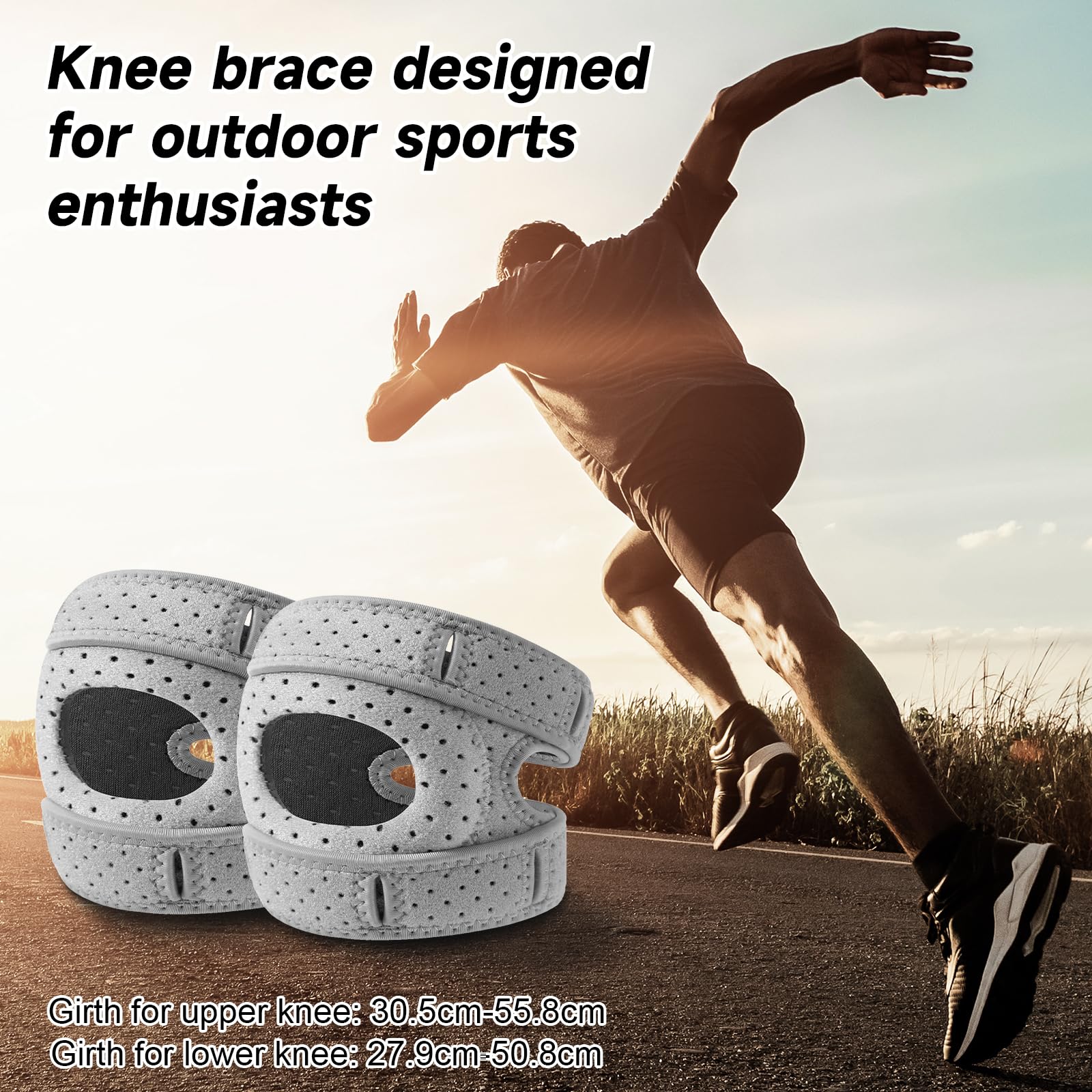 2 Piezas Rodillera Deportiva Ajustable, Rodilleras Transpirable y Antideslizante Hombre y Mujer, Rodilleras Menisco y Ligamento, Entrenamiento Rodilleras para Deportistas, Correr, Bicicleta, Baile