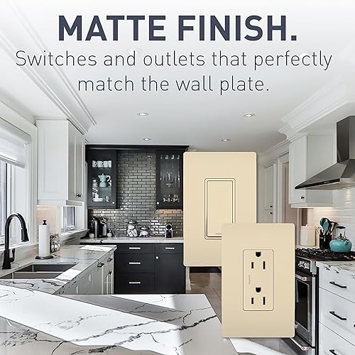 Miniatura 6 de Legrand Radiant - Alarma resistente de 20 A, toma GFCI de autocomprobación, segura para niños, resistente a manipulaciones, marfil