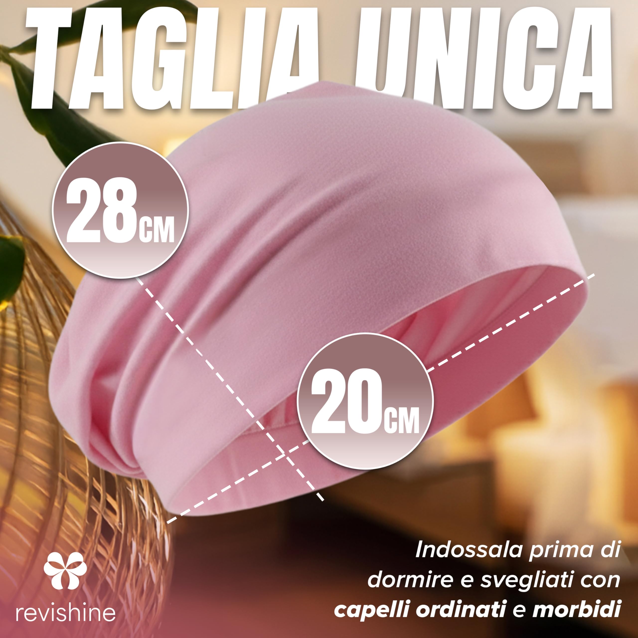 Cuffia Capelli Ricci Notte - Cuffia per Dormire Capelli Ricci, Mossi o Lisci, Anche con i Bigodini - Cappello da Notte Donna in Tessuto Morbido e Confortevole, Rosa