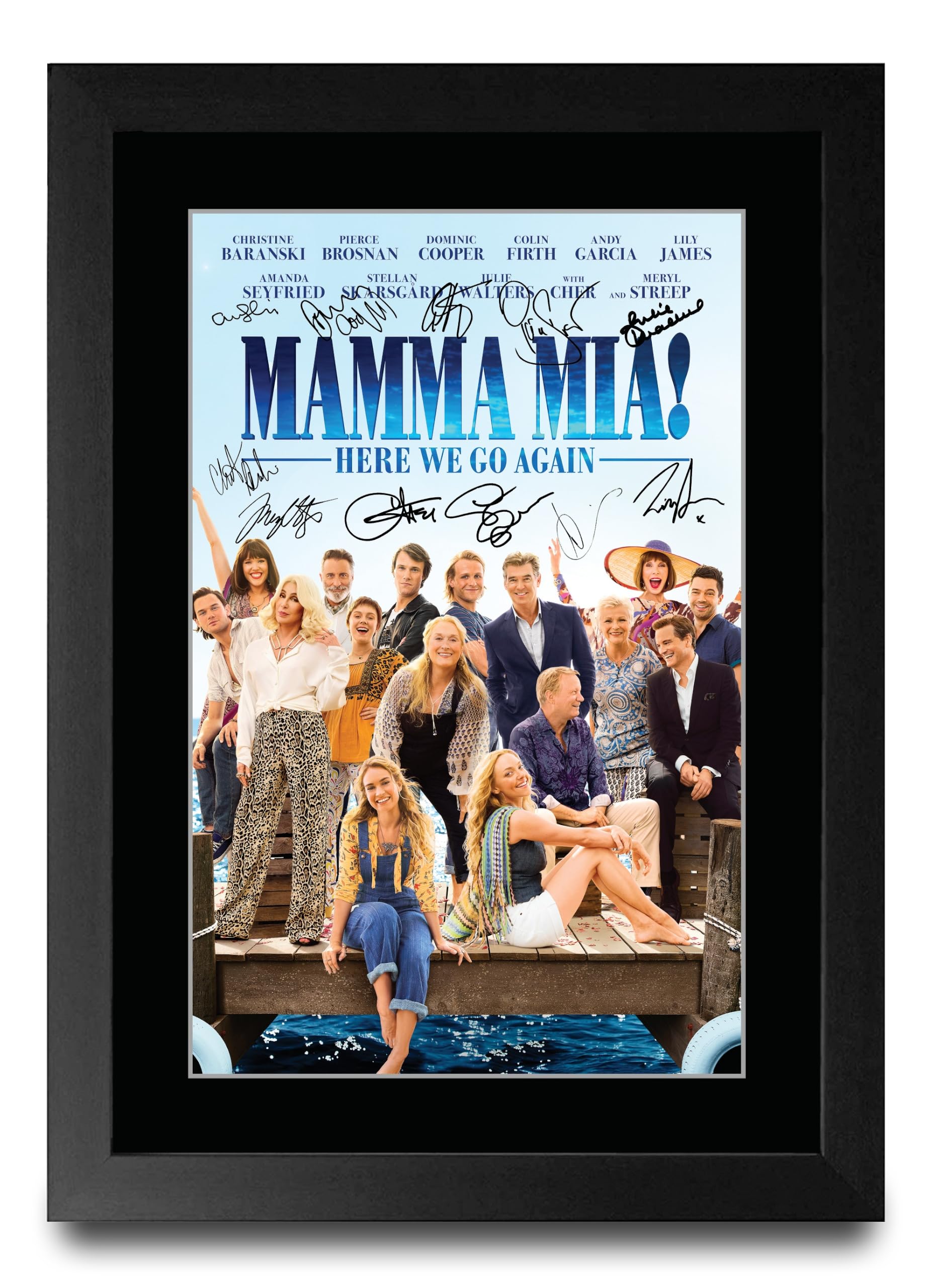 HWC Trading Mamma Mia! :Here We Go Again Gifts Printed Poster Signed Autograph Picture for Movie Memorabilia Fans (ID-003434) - A4 Framed Print