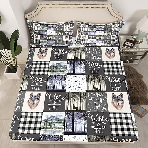 Miniatura 8 de Erosebridal Juego de sábanas de alce rústico para adolescentes y jóvenes, juego de ropa de cama de cuernos de camuflaje matrimonial, sábana bajera