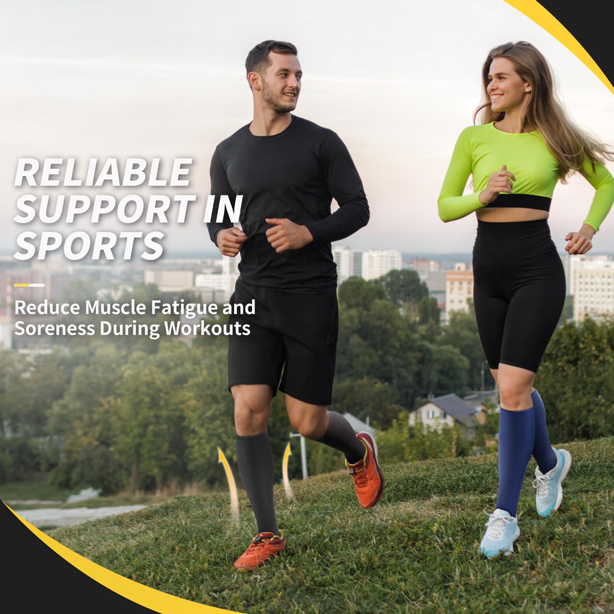 CAMBIVO 6Paires Bas de Contention Femme Homme, Chaussettes de Contention 20-30mmHg, Chaussettes Hautes Montantes, pour Circulation Sanguine Jambes, Sport, Course a Pied, Voyage Avion, Infirmiere