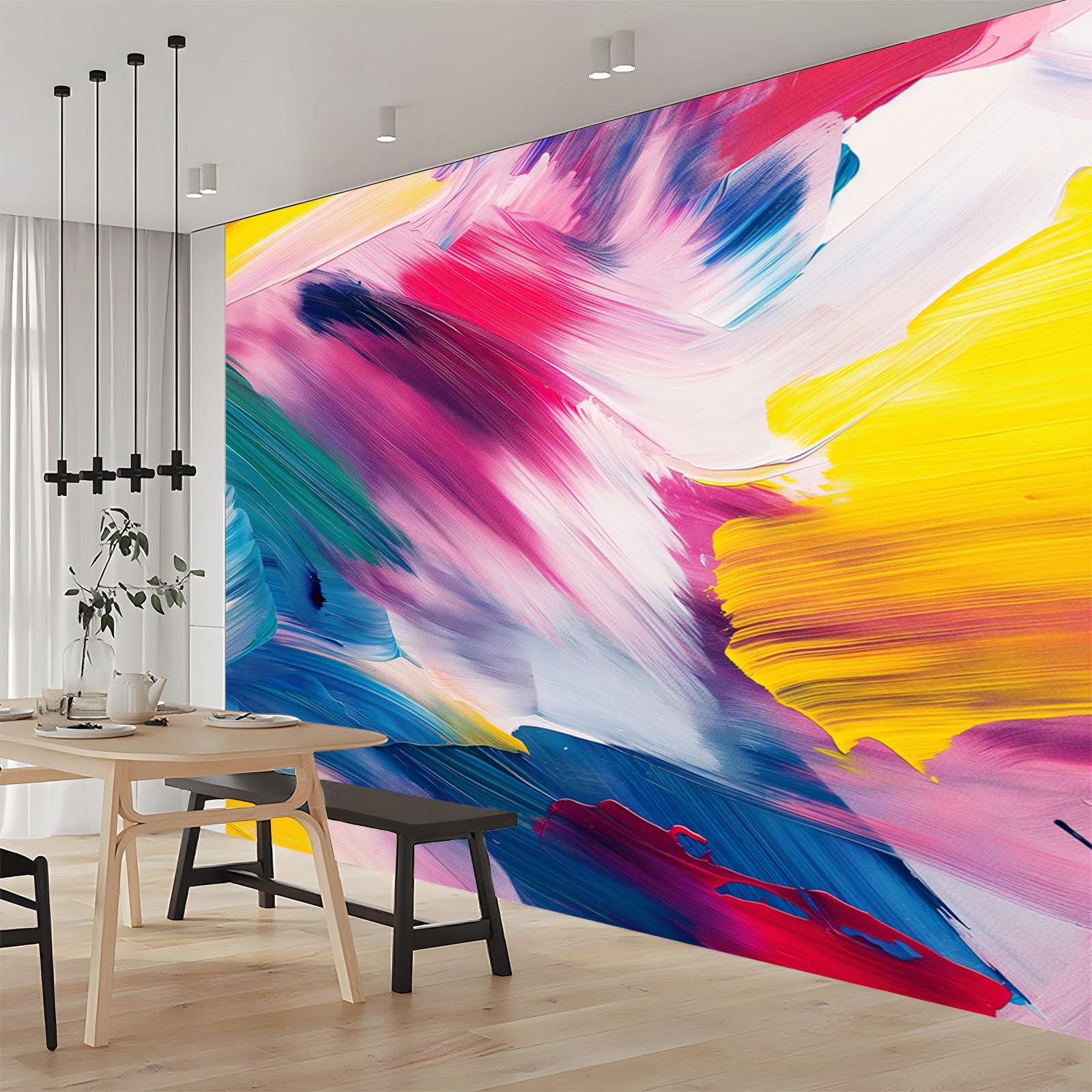 Fototapeta, abstrakcyjny obraz, kolor, graffiti, farba, włóknina, druk artystyczny, kolorowy mural ścienny, dekoracja, plakat, obraz, 300 x 210 cm (szer. x wys.), do salonu, sypialni i jadalni