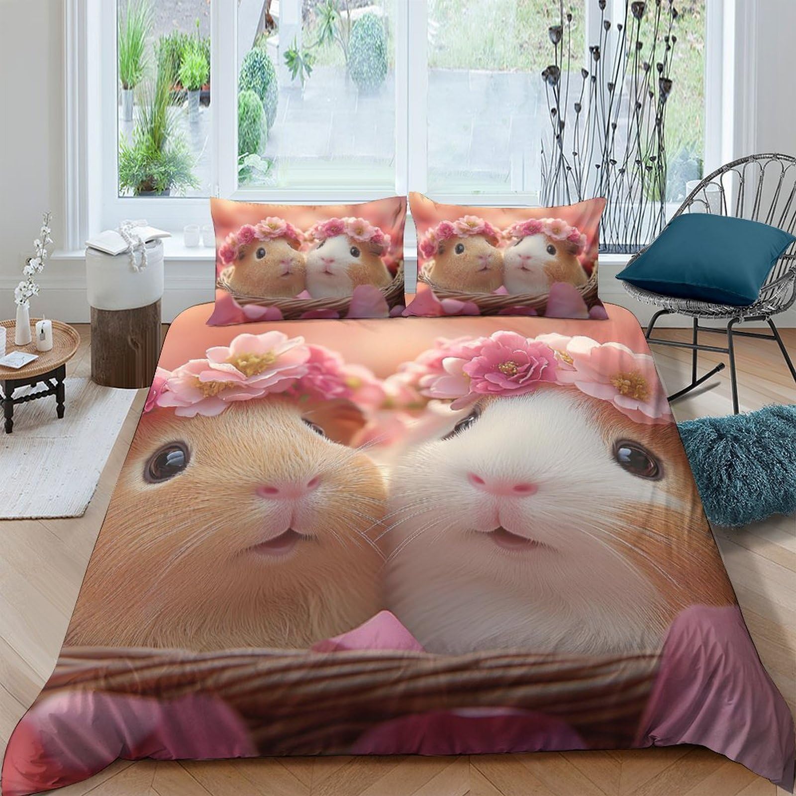 3D Printed Guinea Pig Quilt Cover, Microfiber Duvet Cover Hidden Zipper