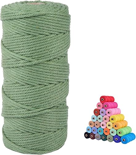 Cordón de macramé, cuerda de algodón de colores de 0.118 pulgadas x 109 pulgadas, para manualidades, tejer, colgar plantas, decoración de Navidad,