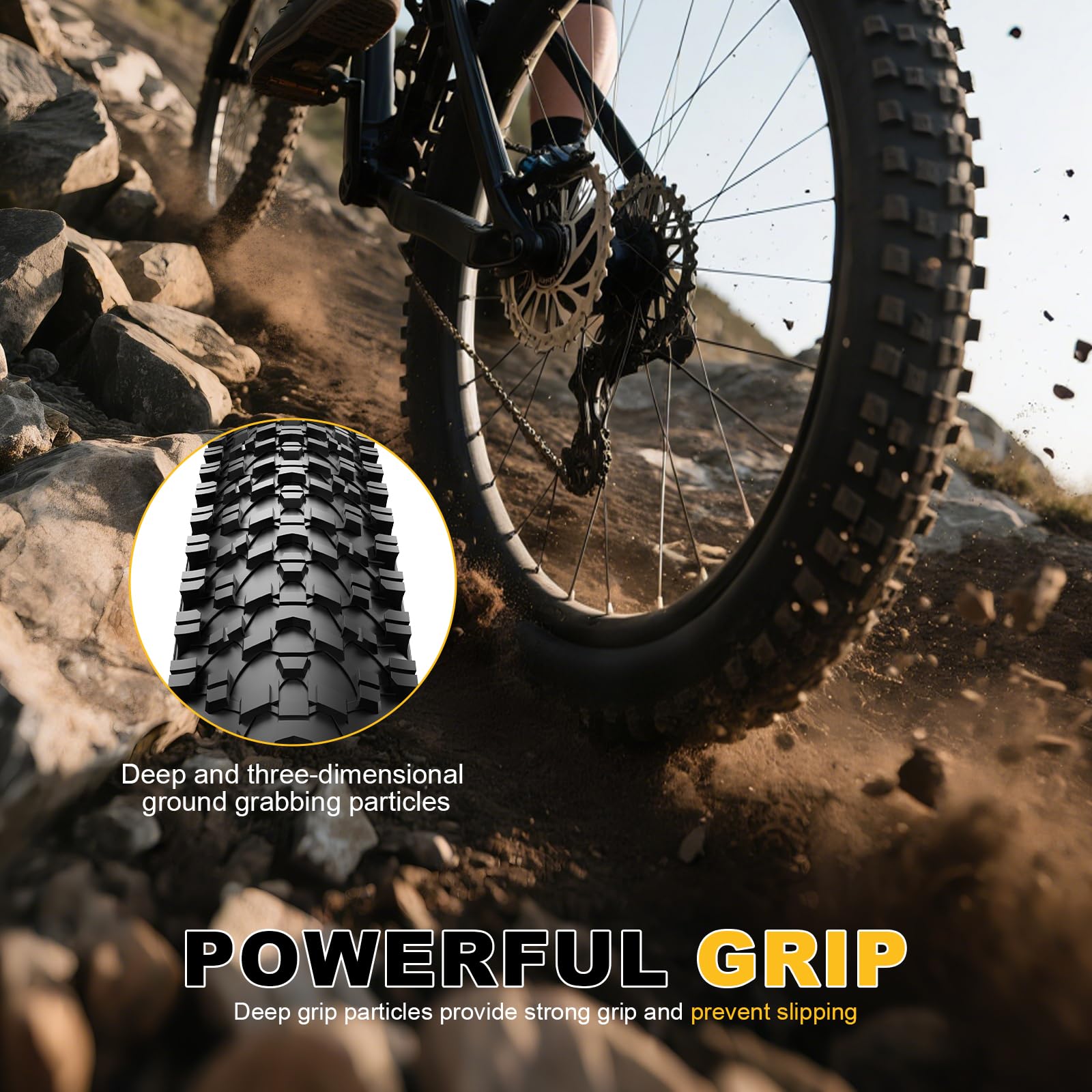 26 Inch Bike Tires Replacement 2-Pack 26x1.95 Bike Tire with Anti-Stab Weave, Folding Mountain Bicycle Tires and Tubes