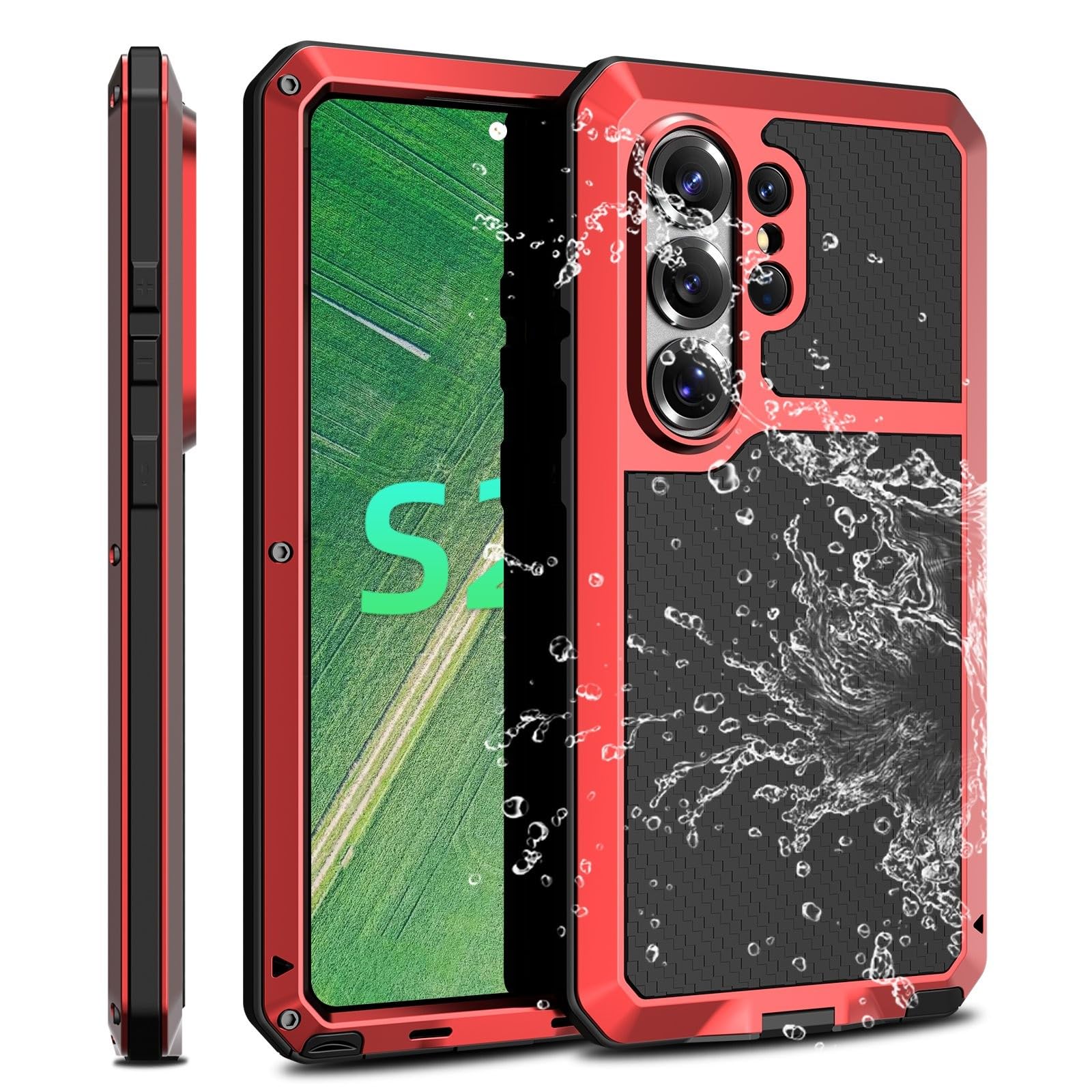 Coque Galaxy S26 Plus silicone verre support armure rouge antichoc - 8