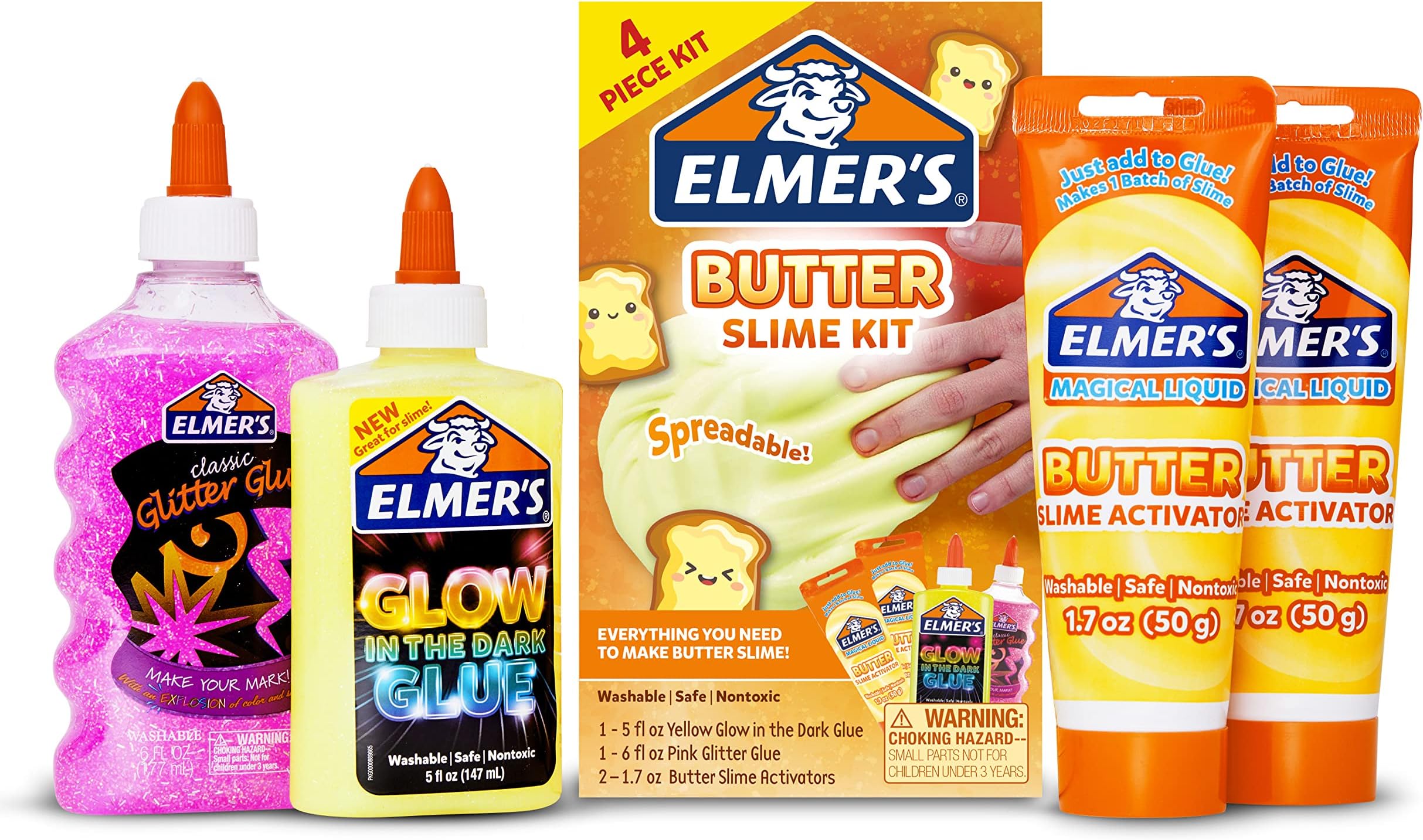 ELMER'S Butter Slime Kit, Includes Elmer'S Glow In The Dark Glue, Elmer ...
