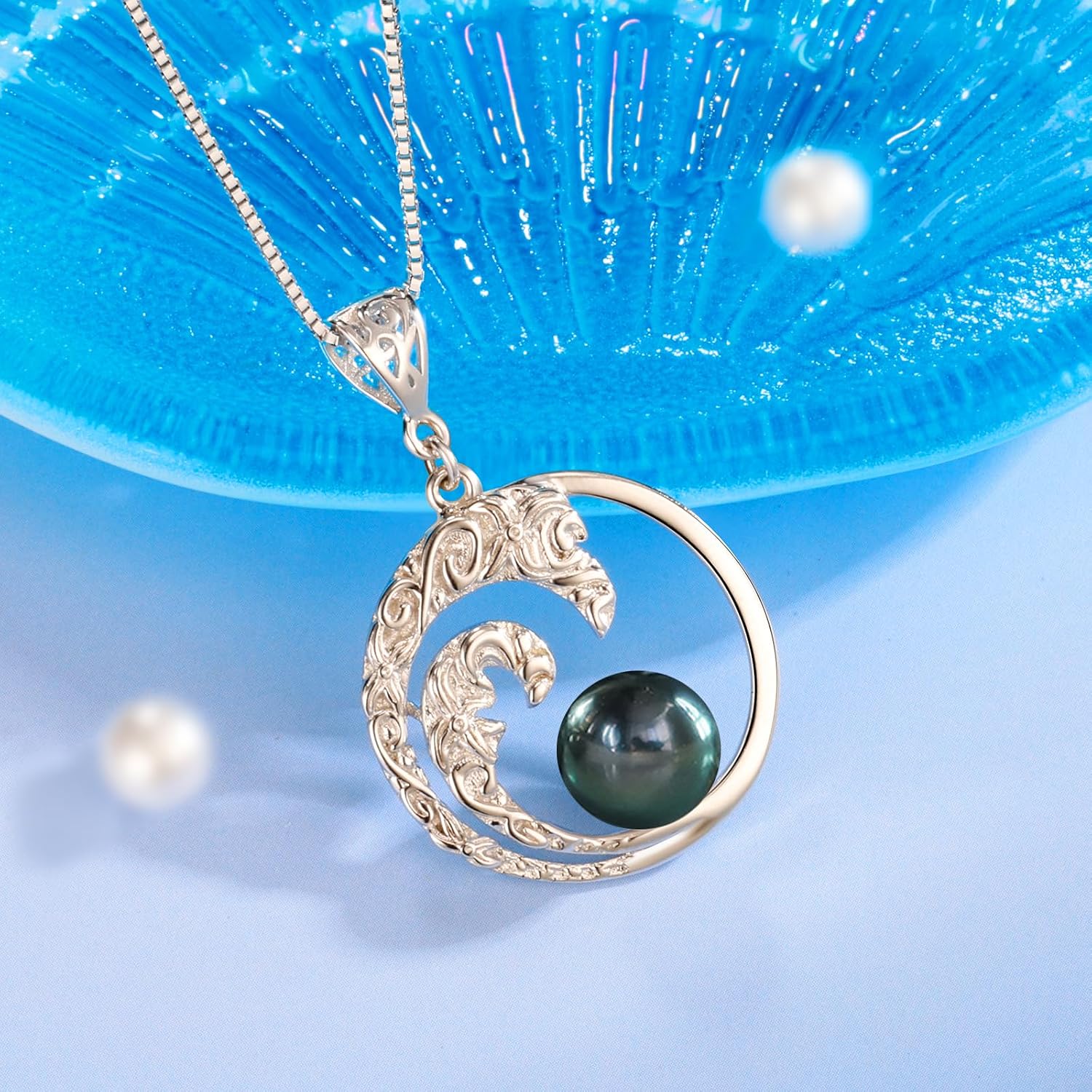 NONNYL Birthday Gifts for Women Wife-Tahitian-Black-Pearl-Necklace-Gift for Wife Wedding Anniversary Jewelry-Girlfriend Mothers Day Gifts for Mom Women Christmas Valentines Day Gfits for Her