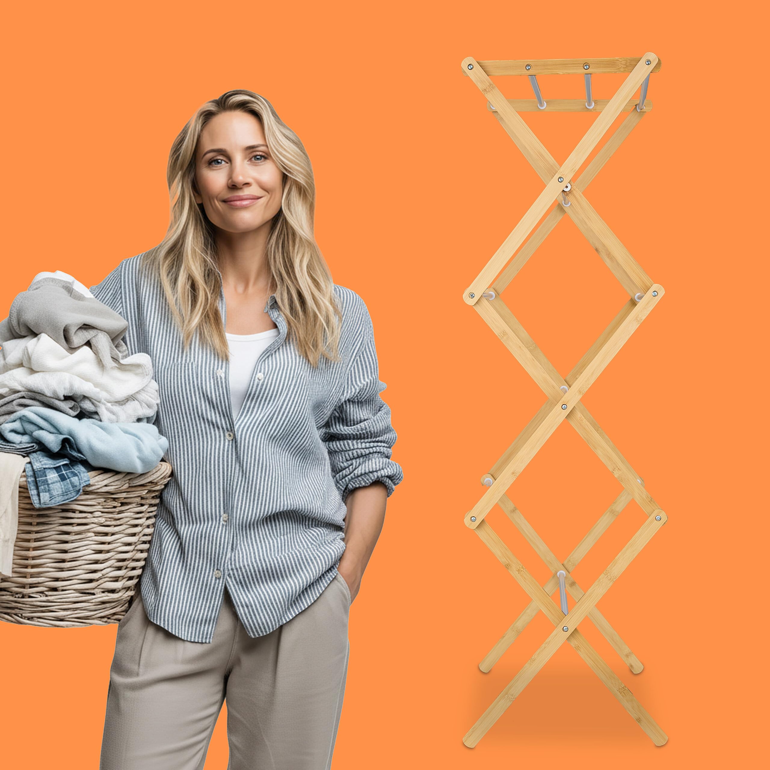 Relaxdays Stendibiancheria Pieghevole, Stendino Verticale Torre, 11 Aste Stendi Panni, 115x73x33cm
