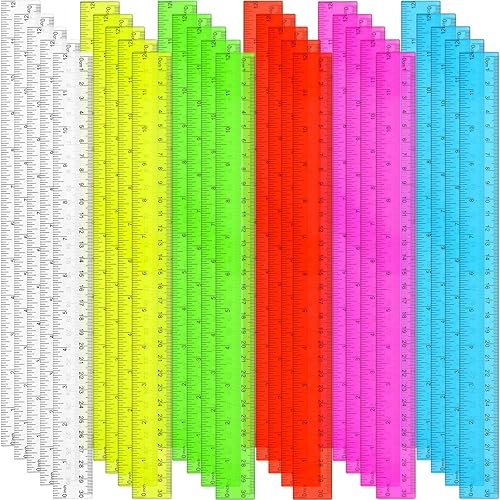 30 reglas flexibles de plástico a granel de 12 pulgadas, reglas flexibles con pulgadas y centímetros, regla para niños, herramientas de dibujo de