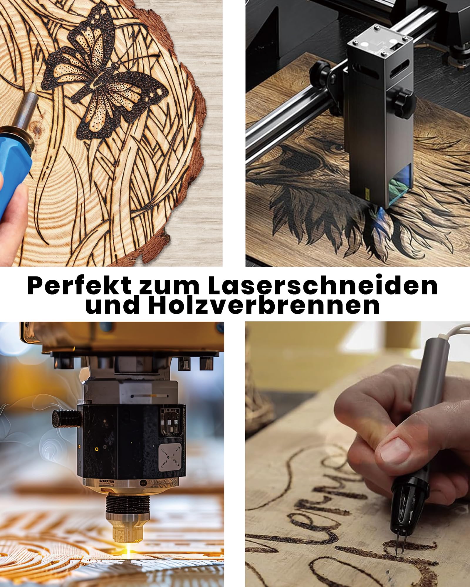 ROWOOD Sperrholzplatte 3mm 300x300mm 10Stück Walnuss holzplatte Zuschnitt Nach Maß Unbehandeltes Bastelhölzer Holz für Modellbau Laserschnit Laser Gravur Holz Brennen Malerei CNC