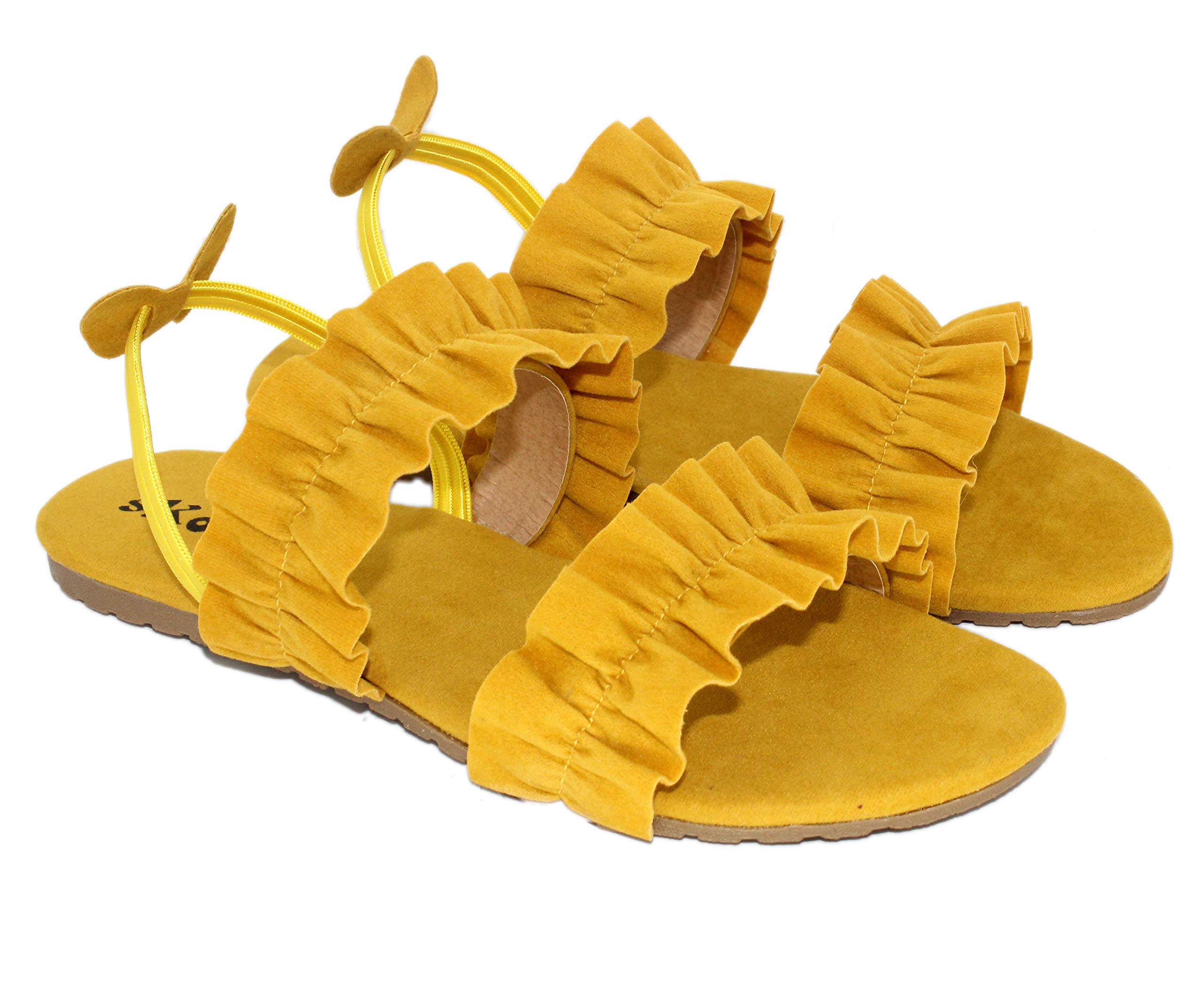 SKOLL Yellow Womens and Girls Valvet Stylish Flat Sandal 37 (B08ZKJK37D) Amazon Price History, Amazon Price Tracker